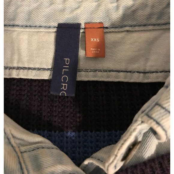 Anthropologie Pilcro Layered Blue and White Striped Sweater - Extra Extra Small - Picture 7 of 9